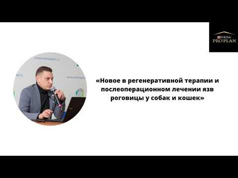 Заставка видеодоклада о регенеративной терапии и лечении язв роговицы у собак и кошек